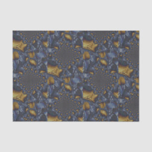 Papier Mousseline Métal Moulé or et argent bleu