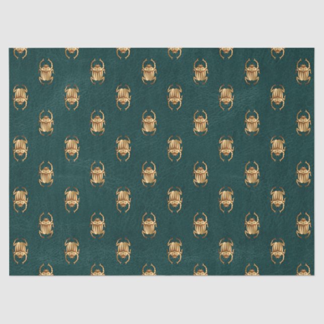 Papier Mousseline Métallurgie de l'égyptien Scarab sur vert (Recto)