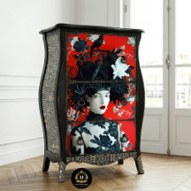 Meuble de portrait de femme gothique découpage