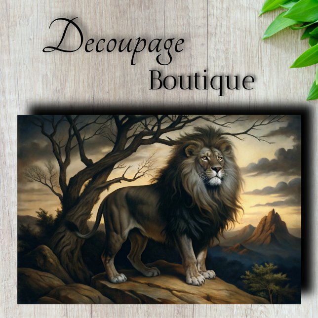 Papier Mousseline Meuble Découpe de Lion Royal (Regal Lion Decoupage Tissue Paper)