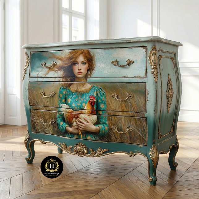 Papier Mousseline Meuble découpé de Poulet de Fille de Prairie (Créateur téléchargé)