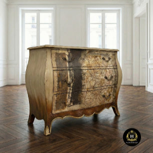 Papier Mousseline Meubles Décapés Découpés Fleuris Marron Rustique