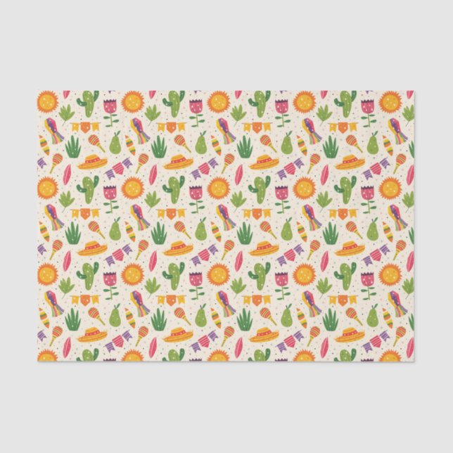 Papier Mousseline Mexique Fiesta Cactus (Recto)
