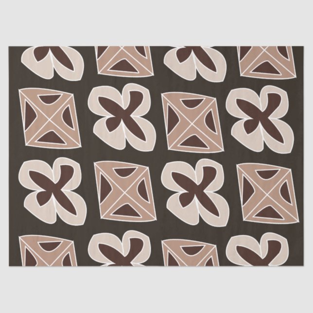 Papier Mousseline Mi-siècle Moderne Floral Géométrique (Recto)