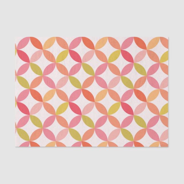 Papier Mousseline Mi-siècle moderne rose rouge orange Cercles (Recto)