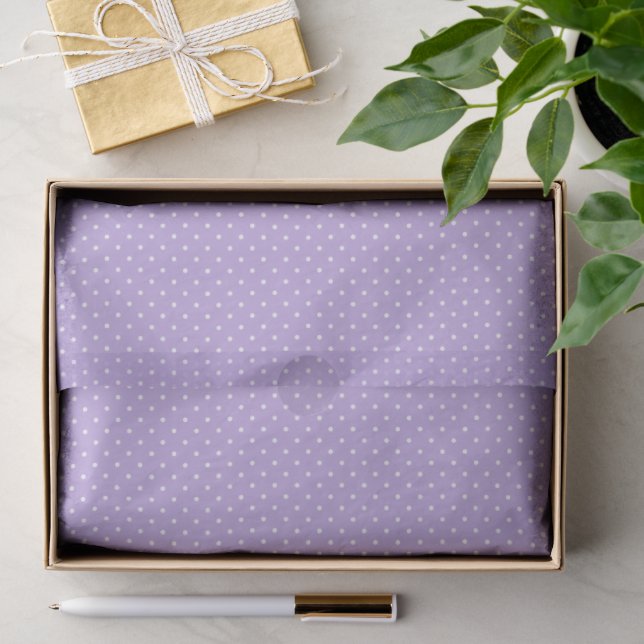 Papier Mousseline Micro pois blanc - Lavande tendre (Cadeau)