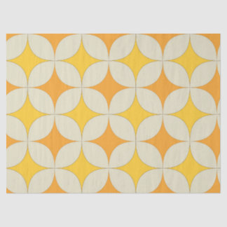 Papier Mousseline Mid Century Atomic starbursts in Orange Yellow