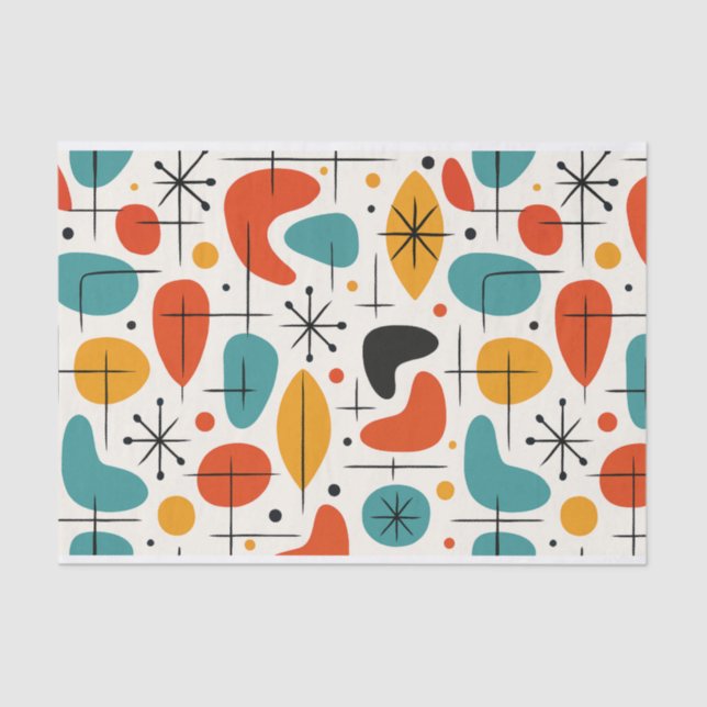 Papier Mousseline Mid Century Modern Starburst Pattern (Recto)