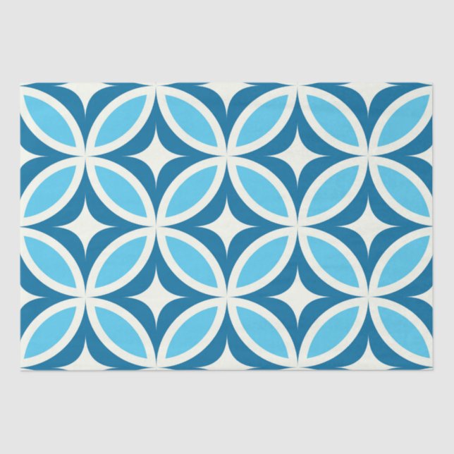 Papier Mousseline Mid siècle moderne géométrique Marine bleu (Recto)