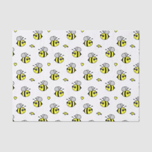 Papier Mousseline Mignon gaffez le blanc de motif d'abeille