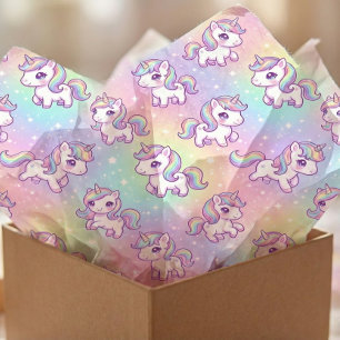 Papier Mousseline Mignon Licorne Kawaii Arc-en-ciel Pastel Magique