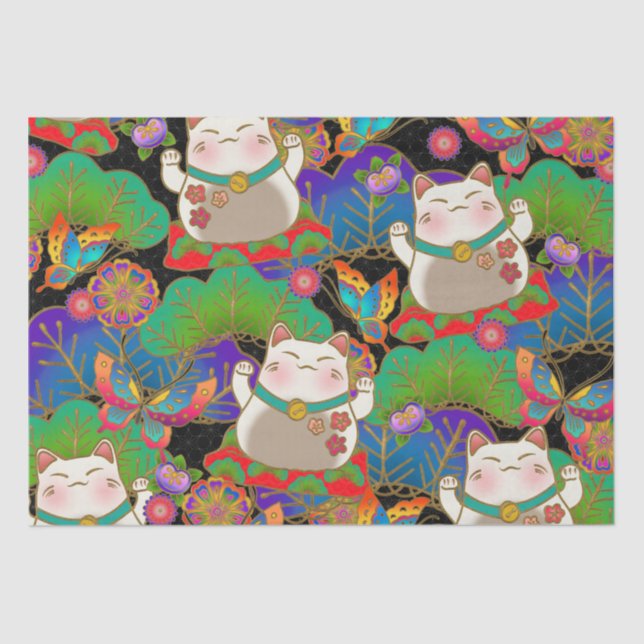 Papier Mousseline mignon maneki neko  (Recto)