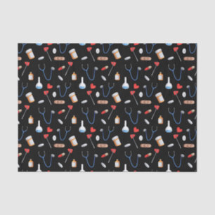 Papier Mousseline Mignon motif noir infirmière médical