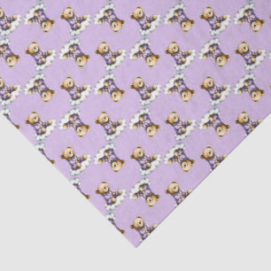 Papier Mousseline Mignon ours en peluche sur un nuage en pyjama viol