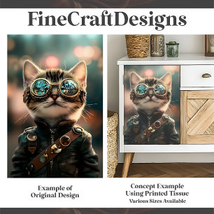 Papier Mousseline Mignon Steampunk Adorable Chat Chaton G1 Découpage