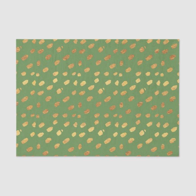 Papier Mousseline Mignon Vert et Or (Recto)