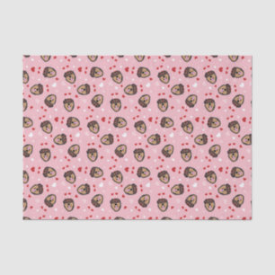 Papier Mousseline Mignonne amour chien rose rouge