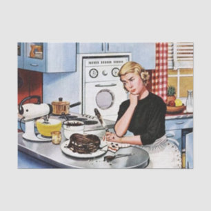 Papier Mousseline mignonne dame de cuisson vintage rétro