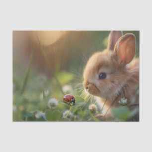 Papier Mousseline Mignonne lapin lapin et une coccinelle sur le cham