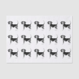 Papier Mousseline Mignonne Motif D'Un Chien Beagle En Noir Et Blanc