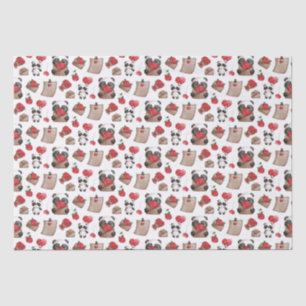 Papier Mousseline Mignonne Saint Valentin Panda Bear Love Motif