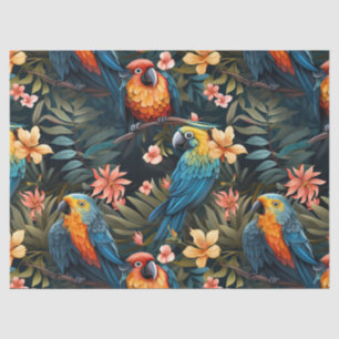 Papier Mousseline Mignonne Tropical Floral Jungle Birds Découpage
