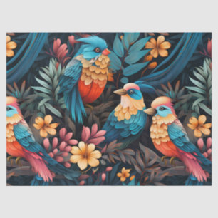 Papier Mousseline Mignonne Tropical Floral Jungle Birds Découpage