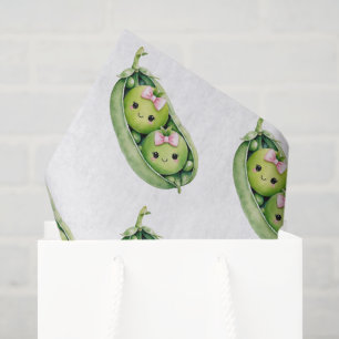 Papier Mousseline Mignonnes Deux Petits Pois Dans Une Cosse Fille Ro