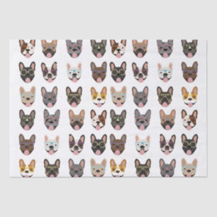 Papier Mousseline Mignons Bulldogs français portant des lunettes