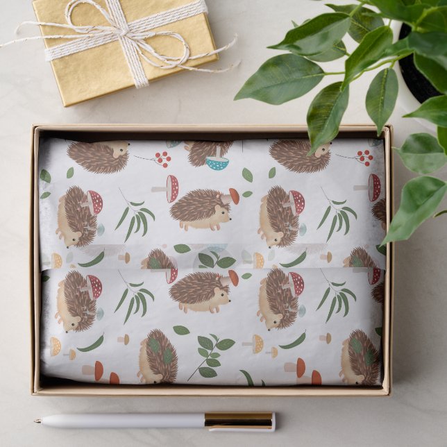 Papier Mousseline Mignons Champignons de Hérisson Forêt Animale (Cadeau)