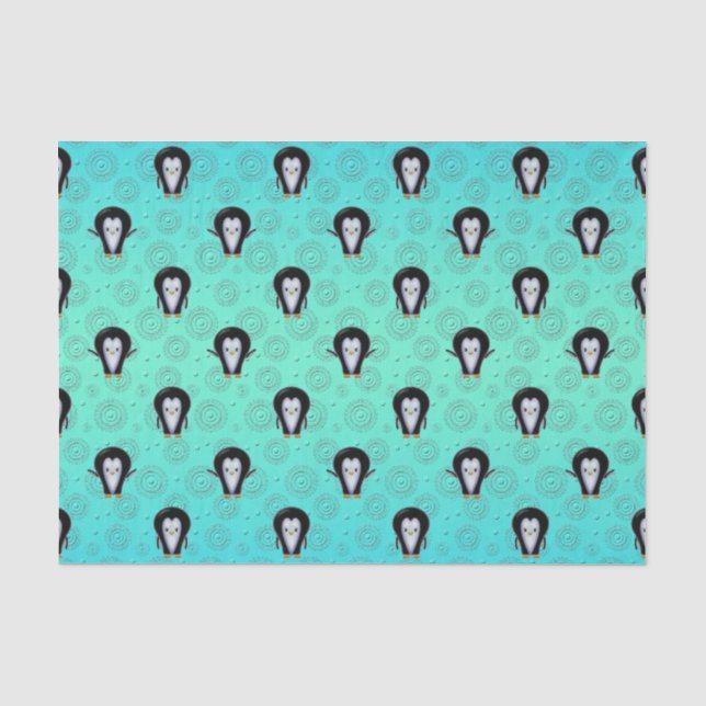 Papier Mousseline Mignons Petits Pingouins (Recto)