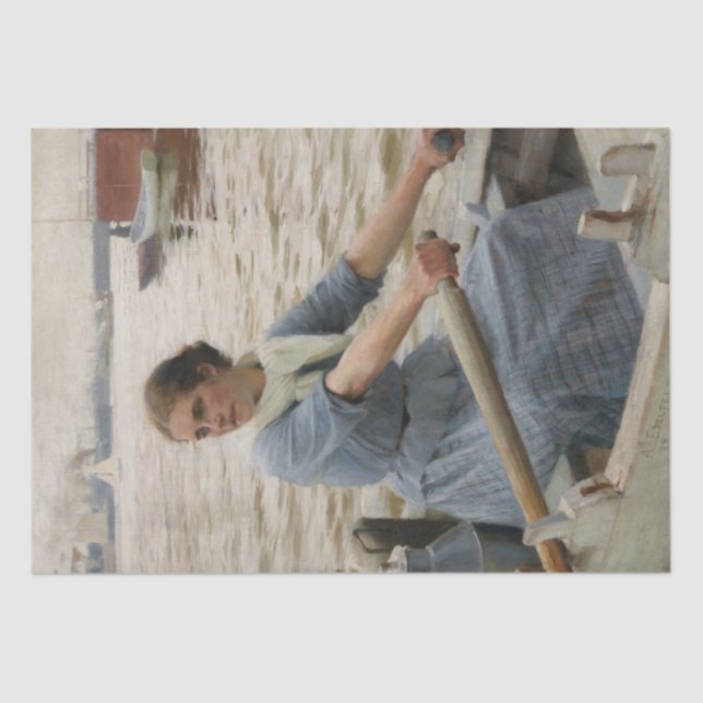 Papier Mousseline Milk Maid sur un bateau à rames (par Albert Edelfe (Recto)