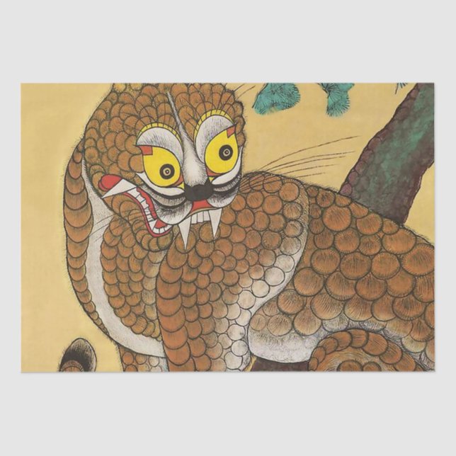 Papier Mousseline Minhwa coréen de Tigres laides (Recto)