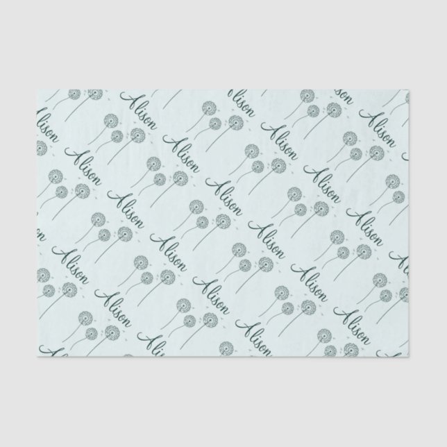 Papier Mousseline Mini Mint Blanc Dandelion Nom Cute Floral (Recto)
