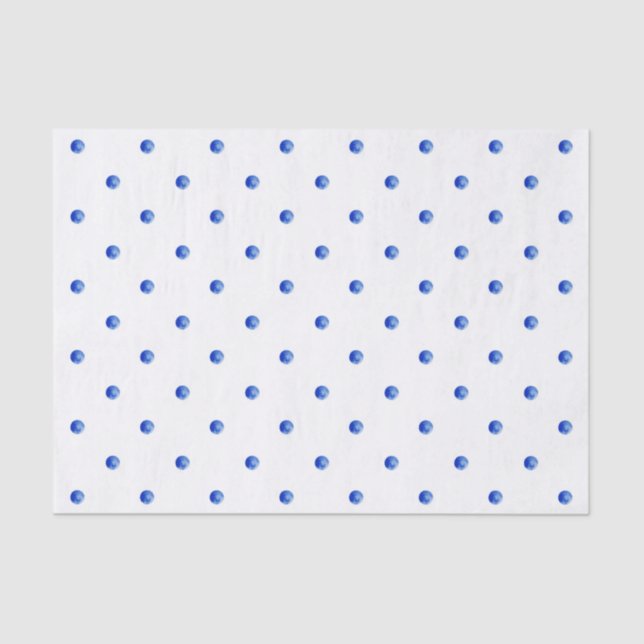 Papier Mousseline Mini Pois d'aquarelle bleu (Recto)