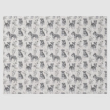 Miniature Schnauzer Sépia Toile de Jouy Vintage