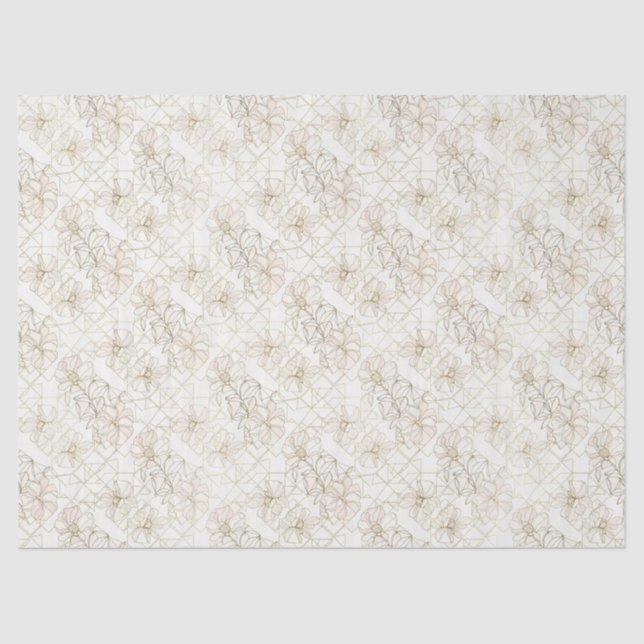 Papier Mousseline Minimal Botanical Line Art Pattern (1) (Recto)