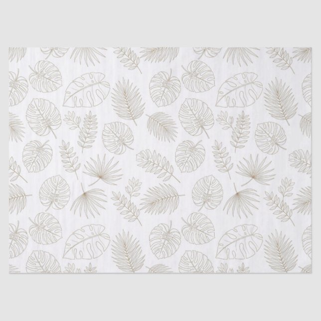 Papier Mousseline Minimal Botanical Line Art Pattern (5) (Recto)