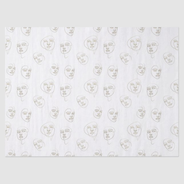 Papier Mousseline Minimal Female Face Line Pattern (1) (Recto)