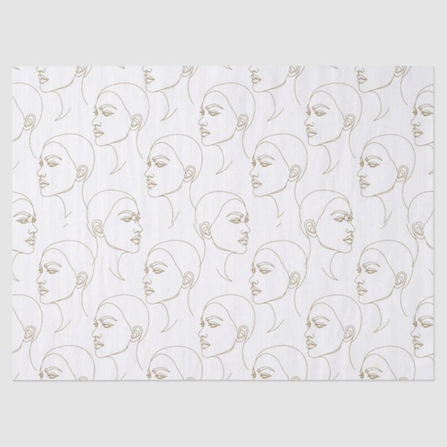 Papier Mousseline Minimal Female Face Line Pattern (2) (Recto)