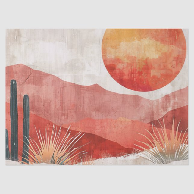 Papier Mousseline Minimaliste chaleureux - Paysage Abstrait du déser (Recto)