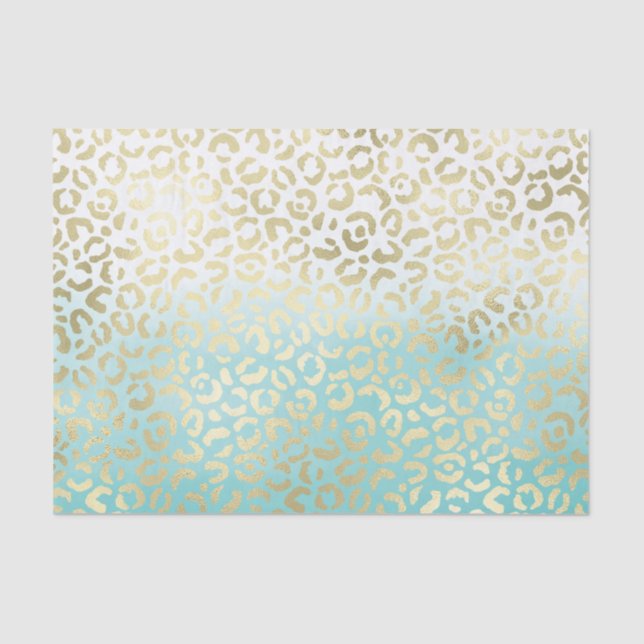 Papier Mousseline Mint Aquarelle Ombre Glam Or Leopard (Recto)