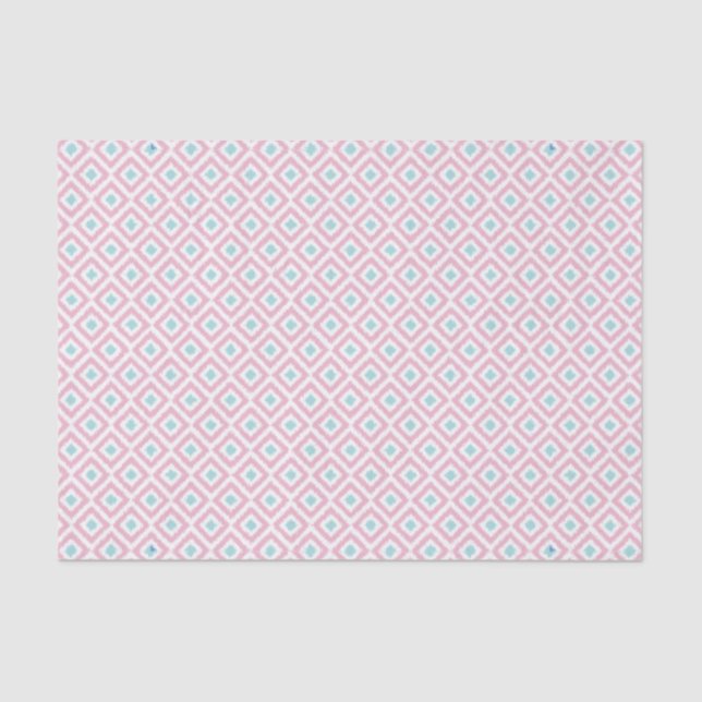 Papier Mousseline Mint et Coral Ikat Motif (Recto)
