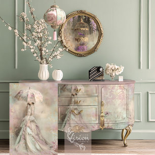 Papier Mousseline Mint Mauve Romance, Hummingbird Lady & Parasol