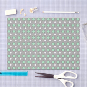 Papier Mousseline Mint vert blanc et gris avec pois