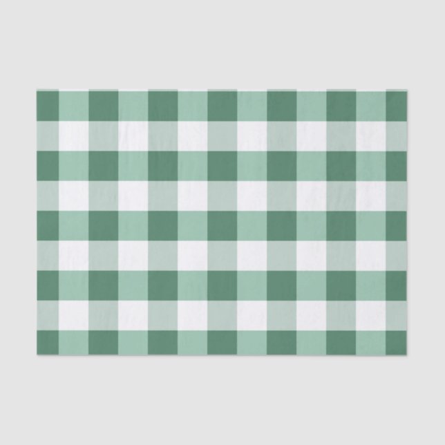 Papier Mousseline Minty Forest Green Tartan Plaid Motif Imprimer (Recto)