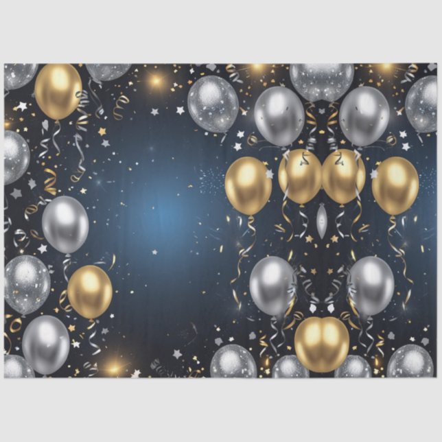 Papier Mousseline Minuit en or et argent (Recto)
