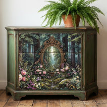 Miroir Orné d'Or Portail de la Forêt Mystique