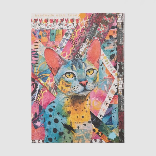 Papier Mousseline Mixed Mixed Paper Cat Collage Tissue Paper (Recto)