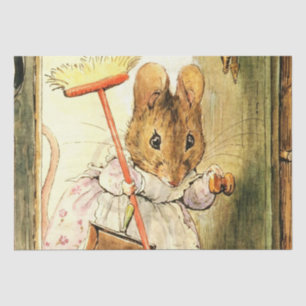 Papier Mousseline "Mme Mouse balaie le pavillon" par Beatrix Potter